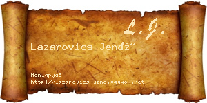 Lazarovics Jenő névjegykártya